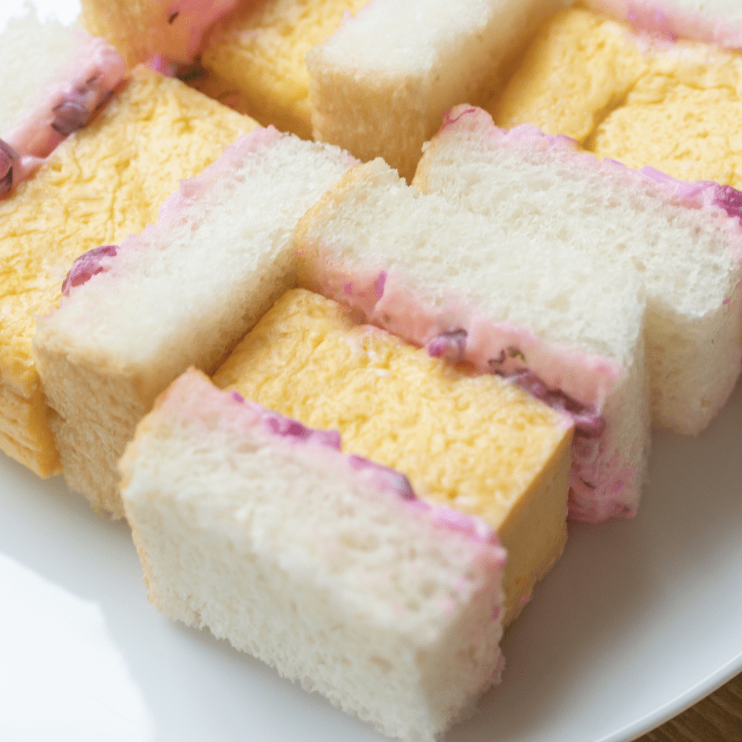 Atsuyaki egg and Shibazuke tartar sandwich